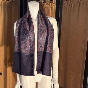 Dior Men's Paisley Silk Scarf in Navy, Burgundy